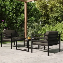 MAISON EXCLUSIVE - Salon de jardin 3 pcs avec coussins aluminium anthracite