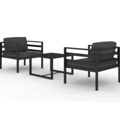MAISON EXCLUSIVE - Salon de jardin 3 pcs avec coussins aluminium anthracite