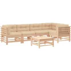 MAISON EXCLUSIVE - Salon de jardin 6 pcs avec coussins bois massif