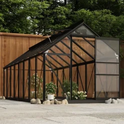 MAISON EXCLUSIVE - Serre en verre anthracite 155x395,5x191 cm aluminium