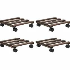MAISON EXCLUSIVE - Support roulant à plantes bois de cèdre 4 pcs 25 x 25 cm