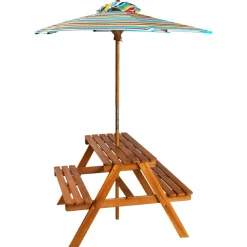 MAISON EXCLUSIVE - Table à pique-nique et parasol enfants 79x90x60cm acacia solide