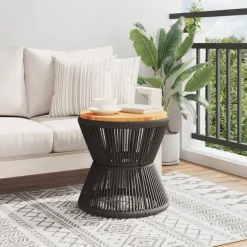 MAISON EXCLUSIVE - Table basse avec base en fil de fer noir bois d'acacia massif