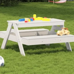 MAISON EXCLUSIVE - Table de pique-nique pour enfants blanc bois massif de pin