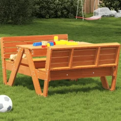 MAISON EXCLUSIVE - Table de pique-nique pour enfants cire marron bois massif pin