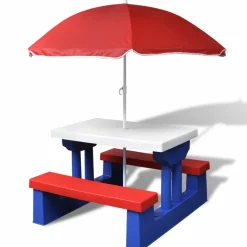 MAISON EXCLUSIVE - Table et bancs de pique-nique avec parasol pour enfants