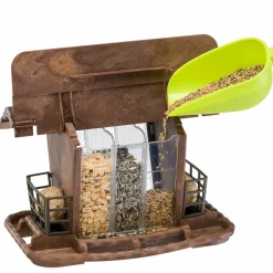 Mangeoire pour oiseaux sauvages jok 2, abri oiseaux, adaptée pour nourriture graines petites noisettes, boules de graisse, eau