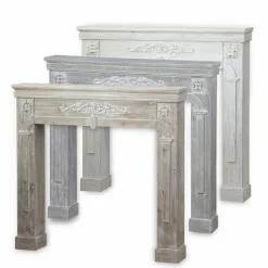 Manteau de cheminée - romance - décor bois gris cérusé