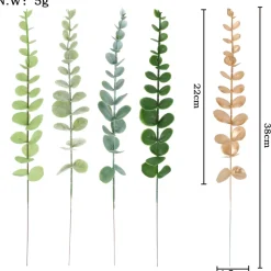 MCBOSON - Feuilles d'eucalyptus artificielles vert clair*24