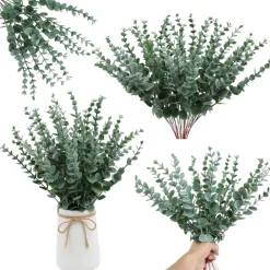 MCBOSON - Feuilles d'eucalyptus artificielles vert foncé*24