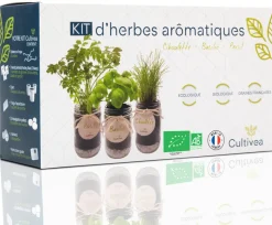 MES COURSES EN VRAC - Cultivea kit prêt à pousser d’herbes aromatiques - jardin potager d’intérieur - (ciboulette, basilic persil)