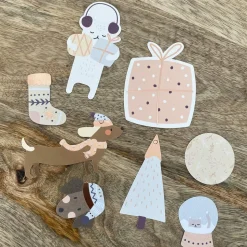 MES COURSES EN VRAC - Kit d'emballage cadeaux (étiquettes, stickers, décorations, cordelettes) pastel de no ël