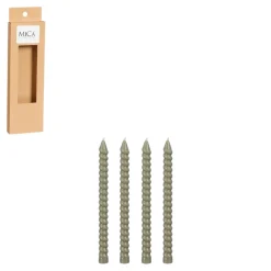MICA - Bougies Twist H.18cm D.1.4cm, coloris vert - x4 pièces