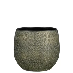 MICA - Cache-pot Madeira, en terre cuite, coloris vert - H.23xD.23cm