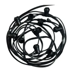 MIIDEX - Guirlande guinguette 10 culots b22 10m extérieur connectable câble plat noir miidex