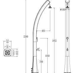 MPC - Douche solaire verte en polystyrene hd 226 cm 25l accessoires noirs