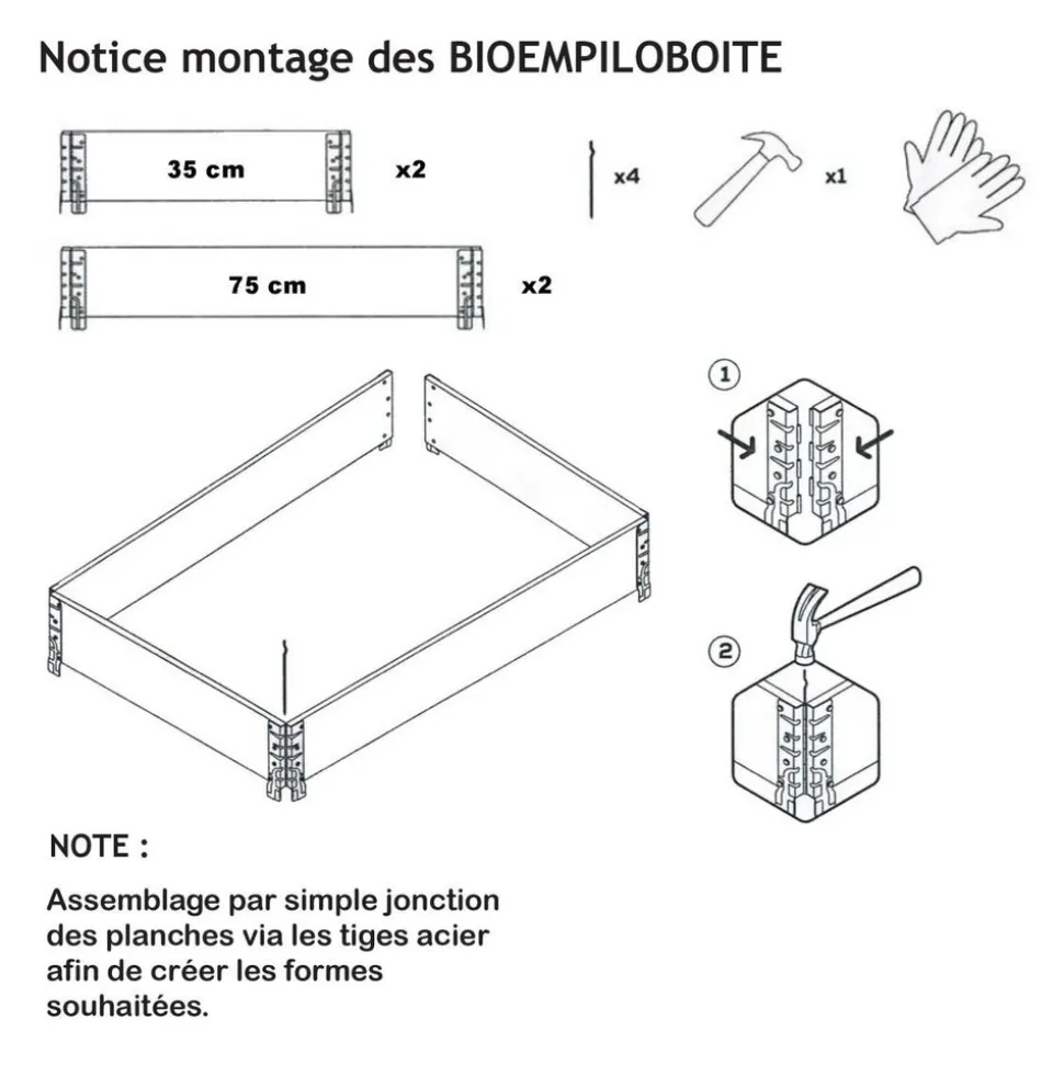 MULTITANKS - Carré potager en bois naturel 800x400mm