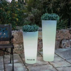 NEW GARDEN - Pot lumineux solaire ficus 60 smarttech, recharge solaire ou usb, avec telecommande