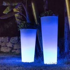 NEW GARDEN - Pot lumineux solaire ficus 60 smarttech, recharge solaire ou usb, avec telecommande