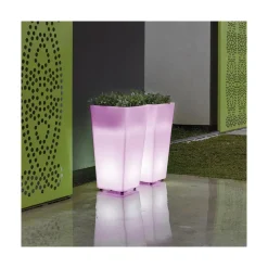 NEWGARDEN - Pot lumineux melisa 50 solaire+batterie rechargeable led rgb avec télécommande 50x50x110cm