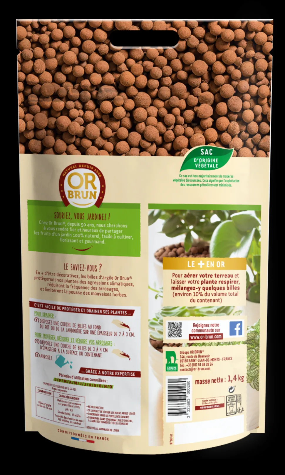 OR BRUN - Obrpcdbilles4 - billes d'argile - favorise le drainage