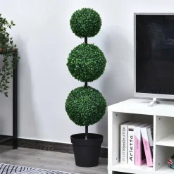 OUTSUNNY - Buis vert artificiel topiaire artificielle dim. Ø 30 x 112H cm