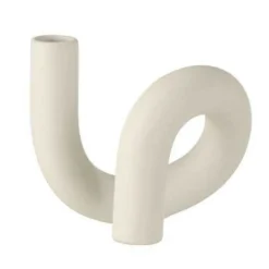 PARIS PRIX - Bougeoir 1 bougie déco "torsion" 17cm blanc
