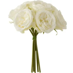 PARIS PRIX - Bouquet de fleurs artificielles "rose" 25cm blanc
