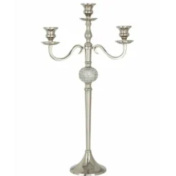 PARIS PRIX - Chandelier 3 branches déco "diamant" 56cm argent