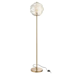 PARIS PRIX - Lampadaire en verre "ruche" 156cm cognac clair