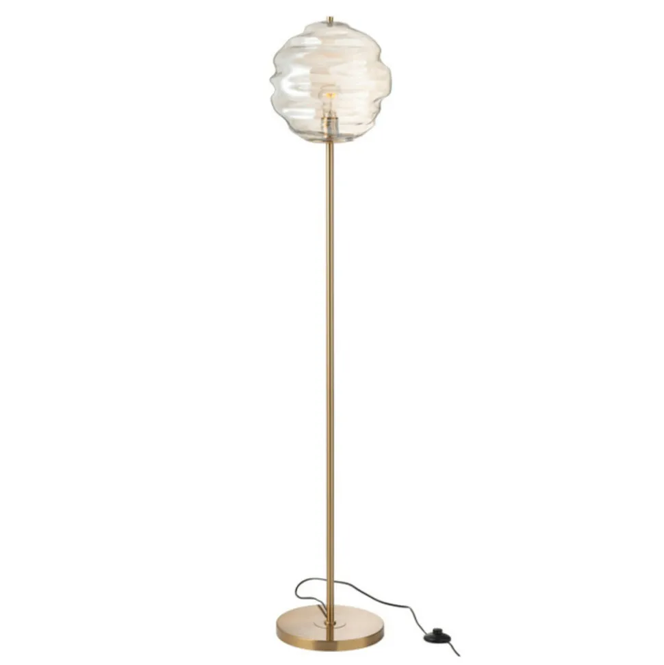 PARIS PRIX - Lampadaire en verre "ruche" 156cm cognac clair