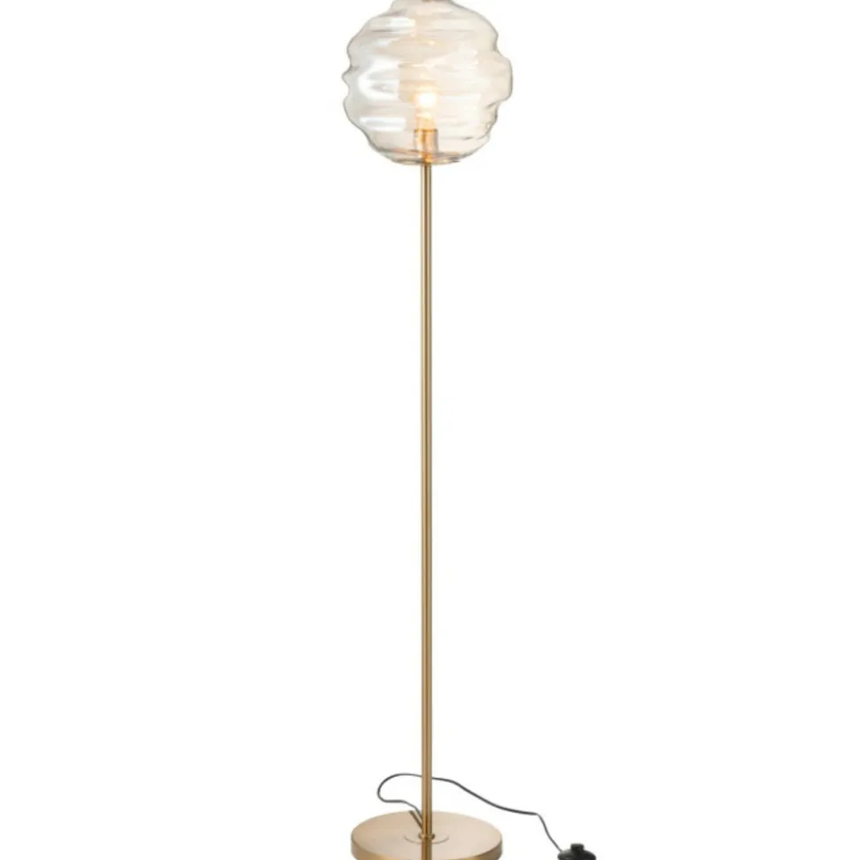 PARIS PRIX - Lampadaire en verre "ruche" 156cm cognac clair