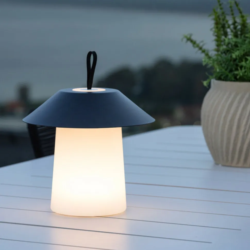 PARIS PRIX - Lampe à poser d'extérieur led "rubu" 26cm noir