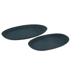 PARIS PRIX - Lot de 2 plateaux en métal "lise" 54cm bleu