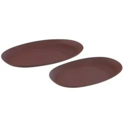 PARIS PRIX - Lot de 2 plateaux en métal "lise" 54cm bordeaux