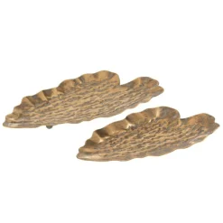 PARIS PRIX - Lot de 2 vide-poches en métal "feuille" 54cm or