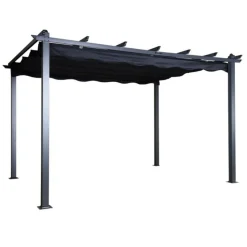 PARIS PRIX - Pergola avec toit "lazio" 395cm noir