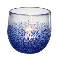 PARIS PRIX - Photophore design en verre "santorini" 10cm bleu