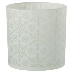 PARIS PRIX - Photophore design en verre "neige" 15cm blanc