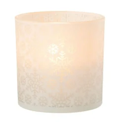 PARIS PRIX - Photophore design en verre "neige" 15cm blanc