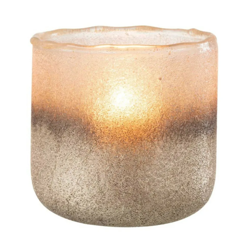 PARIS PRIX - Photophore design en verre "camille" 14cm rose