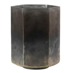 PARIS PRIX - Photophore vintage "hexagone" 18cm gris