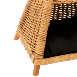 PARIS PRIX - Tipi pour chat en rotin "coussin" 72cm jaune miel