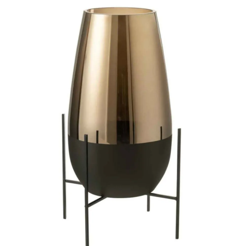 PARIS PRIX - Vase en verre design "milan" 48cm or & noir