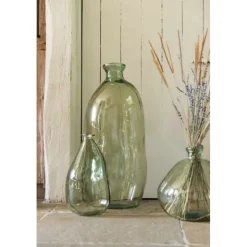 PARIS PRIX - Vase rond design en verre "laura" 73cm vert