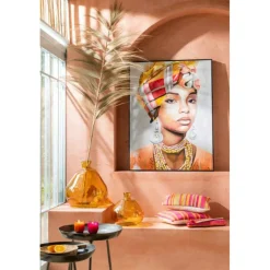 PARIS PRIX - Vase rond design en verre "laura" 47cm ocre