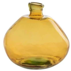 PARIS PRIX - Vase rond design en verre "laura" 35cm ocre