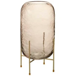 PARIS PRIX - Vase sur pied en verre "pieto" 30cm marron