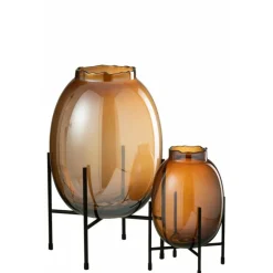 PARIS PRIX - Vase sur pied design "tonato" 40cm marron & noir