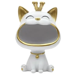 PARIS PRIX - Vide-poche statue "chat" 25cm blanc